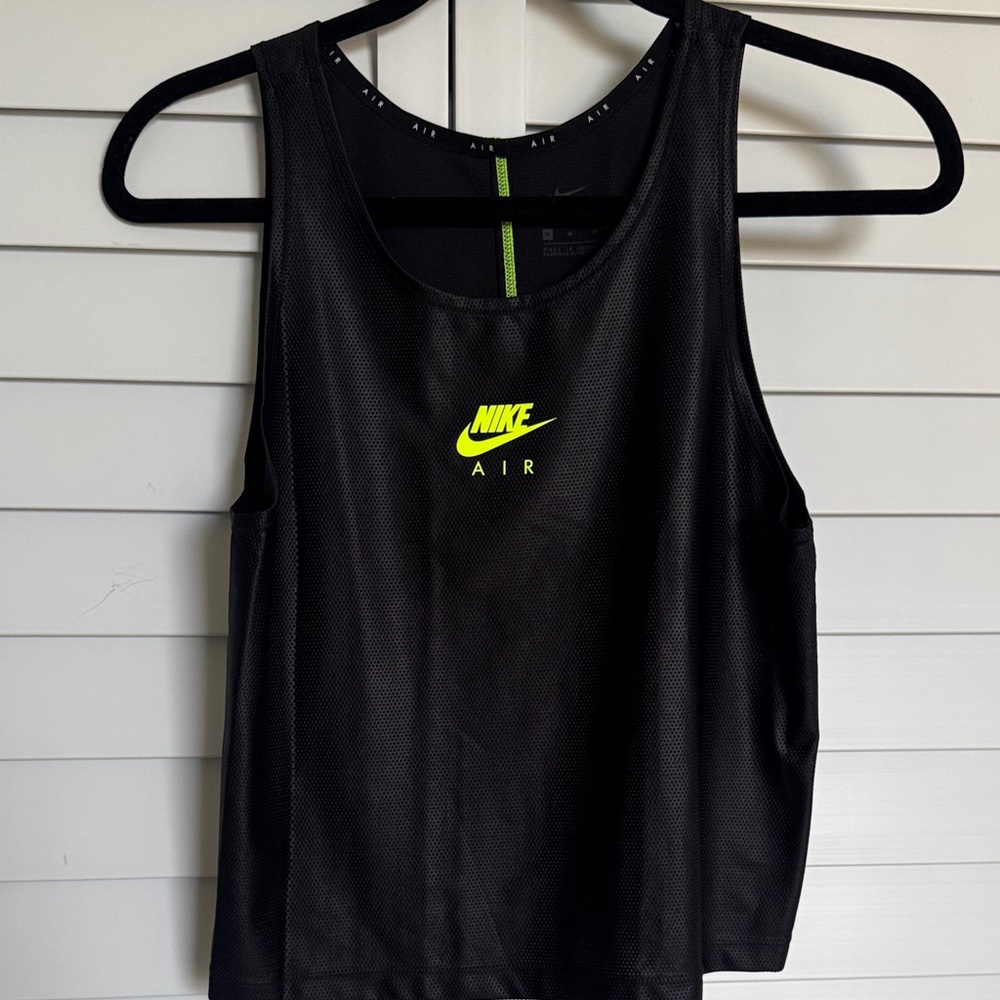 Nike Black and Neon Yellow Tank Top